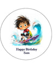 Surfing / Surfer 03 Edible Icing Cake Topper or Ribbon