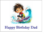 Surfing / Surfer 03 Edible Icing Cake Topper or Ribbon