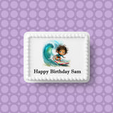 Surfing / Surfer 04 Edible Icing Cake Topper or Ribbon