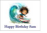 Surfing / Surfer 04 Edible Icing Cake Topper or Ribbon