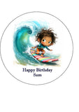 Surfing / Surfer 04 Edible Icing Cake Topper or Ribbon