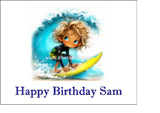 Surfing / Surfer 05 Edible Icing Cake Topper or Ribbon