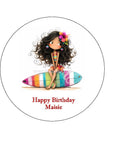 Surfing / Surfer 07 Edible Icing Cake Topper or Ribbon