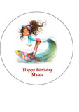 Surfing / Surfer 09 Edible Icing Cake Topper or Ribbon