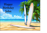 Surfing / Surfer 02 Edible Icing Cake Topper or Ribbon