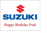 Suzuki Logo Edible Icing Cake Topper or Ribbon
