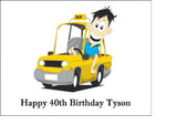 Taxi Cab Driver Edible Icing Cake Topper