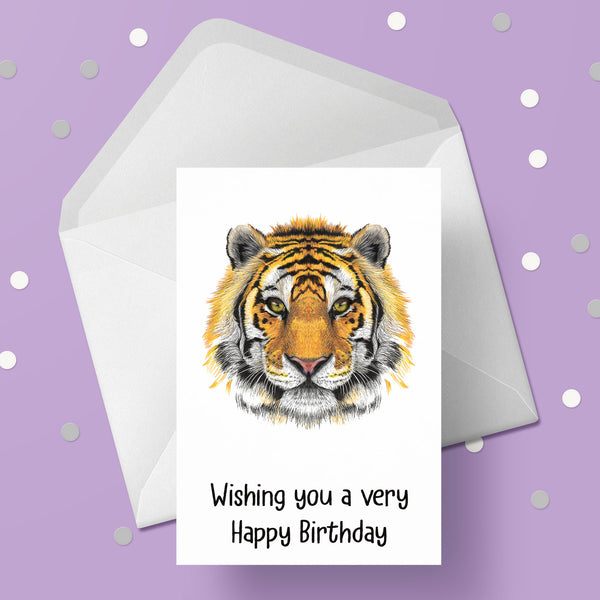 Tiger Face Birthday Card