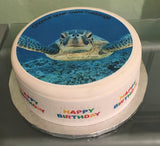 Turtle 01 Edible Icing Cake Topper or Ribbon