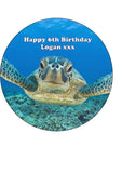 Turtle 01 Edible Icing Cake Topper or Ribbon