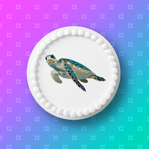 Turtle 02 Edible Icing Cake Topper or Ribbon