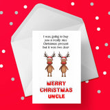 Christmas card for Uncle - Funny 2 Deer