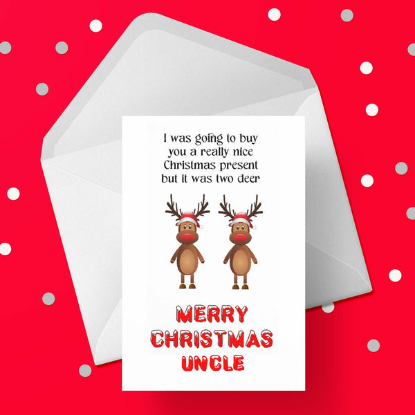 Christmas card for Uncle - Funny 2 Deer