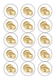 Wedding Edible Icing Cake Topper - Gold wedding rings