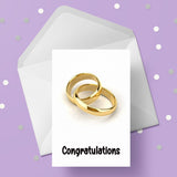 Wedding Edible Icing Cake Topper - Gold wedding rings