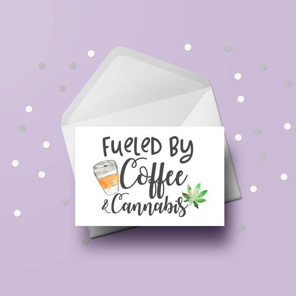 Weed, Cannabis Birthday Card 09 - Cannabis & Coffee