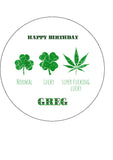 Weed, Cannabis, Marijuana Edible Icing Cake Topper 11 - Super Lucky