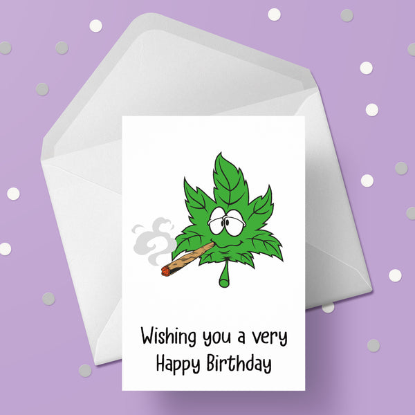 Weed, Cannabis Birthday Card 15 - Funny skunk leaf