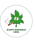 Weed, Marijuana Edible Icing Cake Topper 15 - Funny skunk leaf