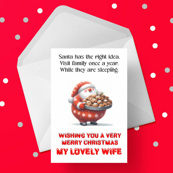 Christmas card for Wife - Funny Santa & Family
