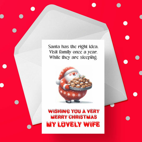 Christmas card for Wife - Funny Santa & Family
