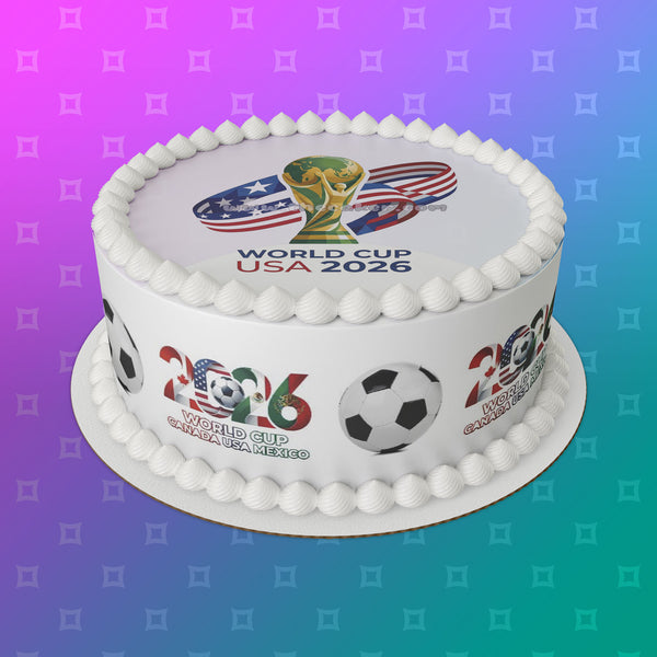 World Cup 2026 Football Edible Icing Cake Topper or Topper 03