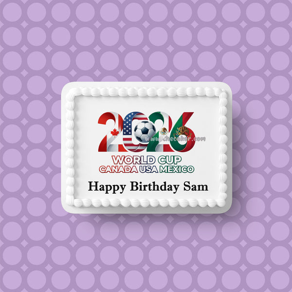 World Cup 2026 Football Edible Icing Cake Topper or Topper 04
