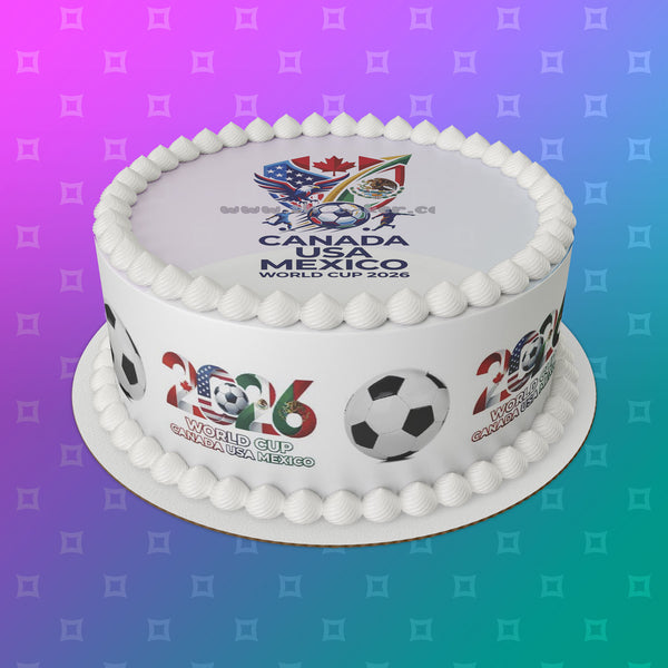World Cup 2026 Football Edible Icing Cake Topper or Topper 02