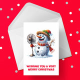 Christmas Cake Topper 01 - Funny snowman melting from fan
