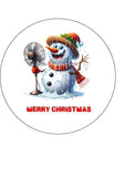 Christmas Cake Topper 01 - Funny snowman melting from fan