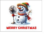Christmas Cake Topper 01 - Funny snowman melting from fan