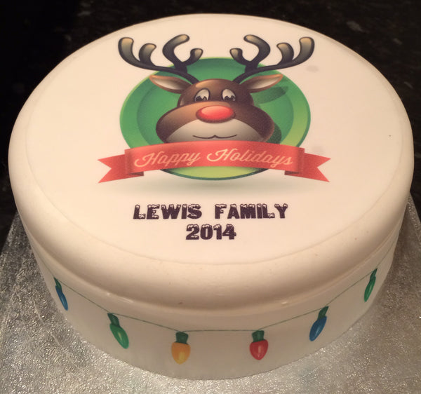 Christmas Cake Topper 22 -  Rudolph Happy Holidays