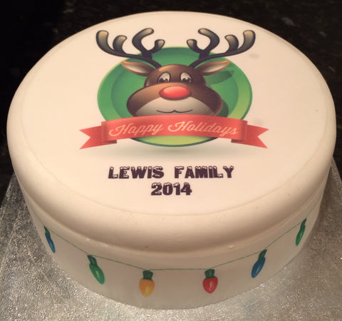 Christmas Cake Topper 22 -  Rudolph Happy Holidays