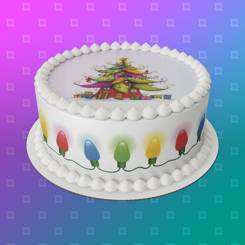 Christmas Cake Topper 03 - Cute fairy house Christmas tree