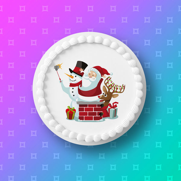 Christmas Cake Topper 03 -  Funny Santa Selfie