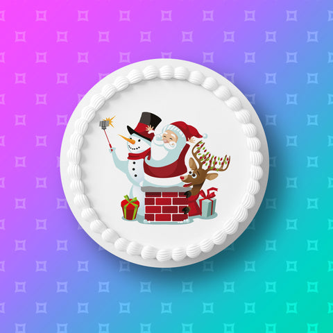 Christmas Cake Topper 23 -  Funny Santa Selfie