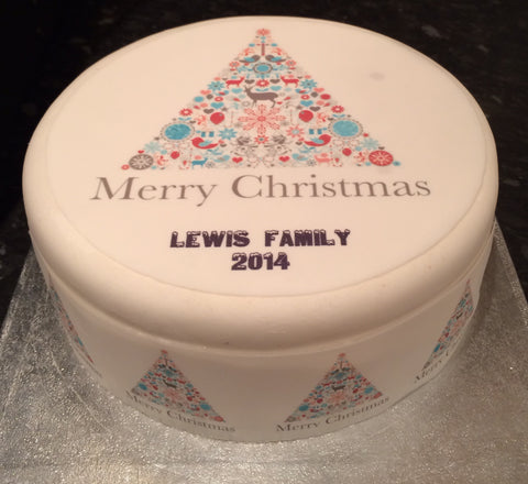 Christmas Cake Topper 19 - Merry Christmas Tree