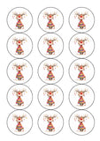 Christmas Cake Topper 06 - Cute Reindeer with Baubles in antlers