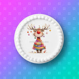 Christmas Cake Topper 06 - Cute Reindeer with Baubles in antlers