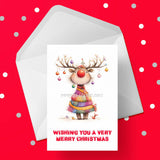 Christmas Cake Topper 06 - Cute Reindeer with Baubles in antlers