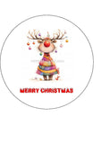 Christmas Cake Topper 06 - Cute Reindeer with Baubles in antlers