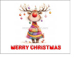 Christmas Cake Topper 06 - Cute Reindeer with Baubles in antlers