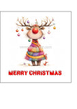 Christmas Cake Topper 06 - Cute Reindeer with Baubles in antlers