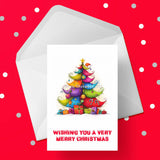 Christmas Cake Topper 11 - Cute Whimsical Colourful Quirky Tree