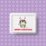 Christmas Cake Topper 14 - Funny Penguin in lights