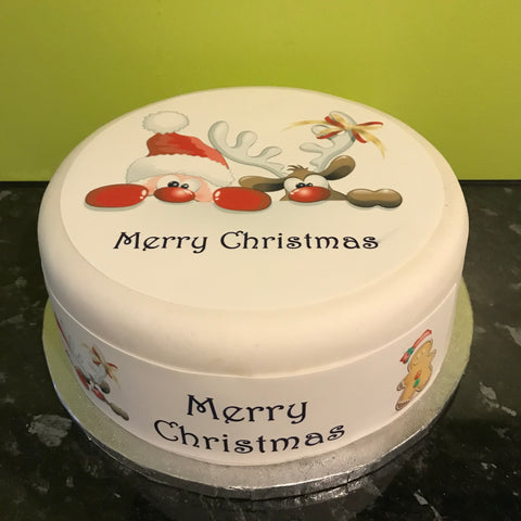 Christmas Cake Topper 15 -  Funny Santa and Rudolph