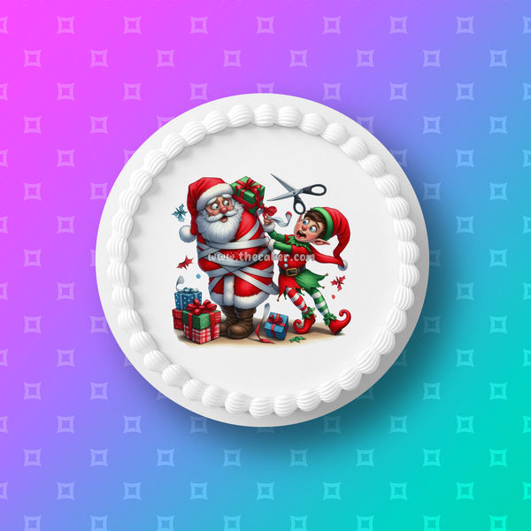Christmas Cake Topper 40 - Funny Santa & Elf