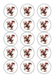 Christmas Cake Topper 04 - Funny elf on Rudolph