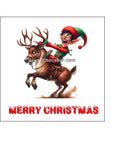 Christmas Cake Topper 04 - Funny elf on Rudolph