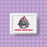 Christmas Cake Topper 49 - Funny penguin wrapped in Scarves
